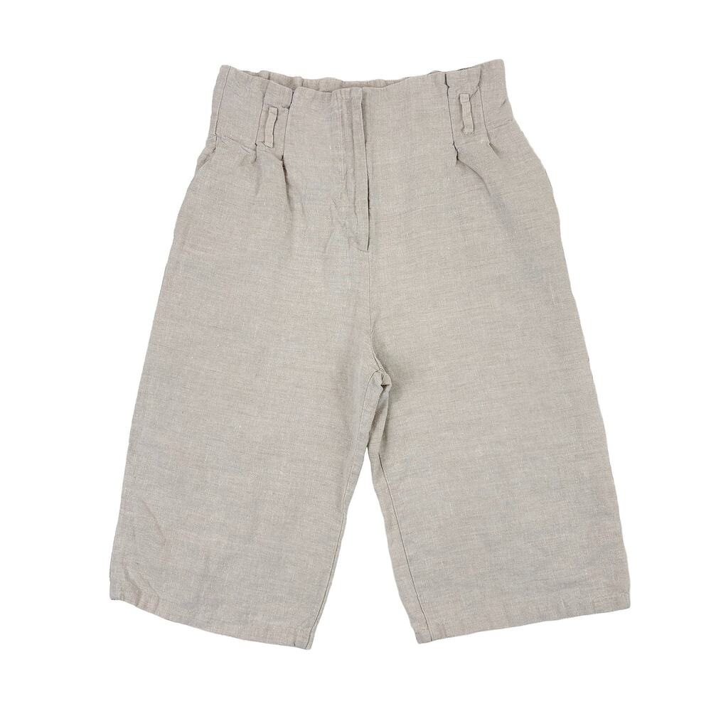 Zara Linen Bermuda Shorts Women L Tan Paperbag High Rise Relaxed Coastal